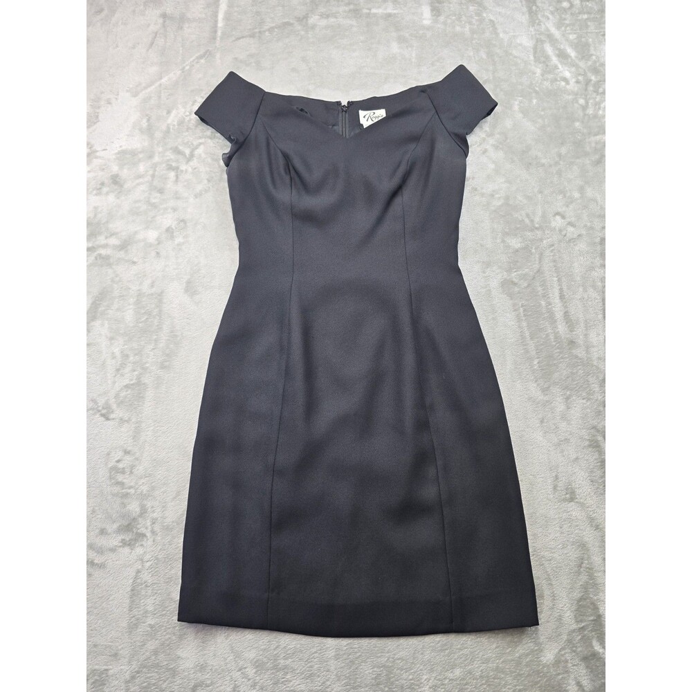 Vintage 90s Reggio Black Off The Shoulder Cocktail Dress Women Size 4 LBD Sheath